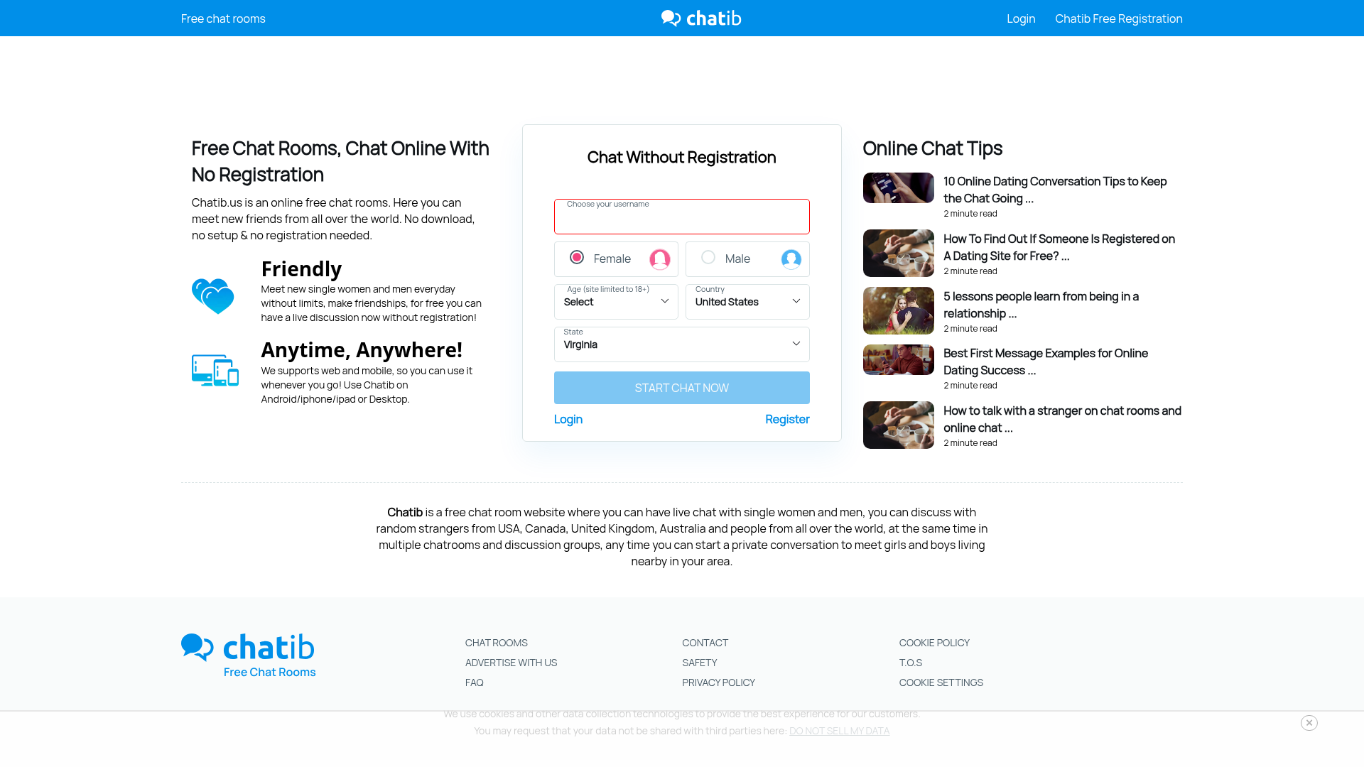 chatib website homepage